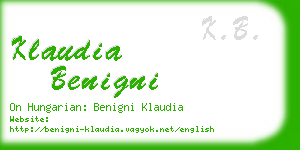 klaudia benigni business card